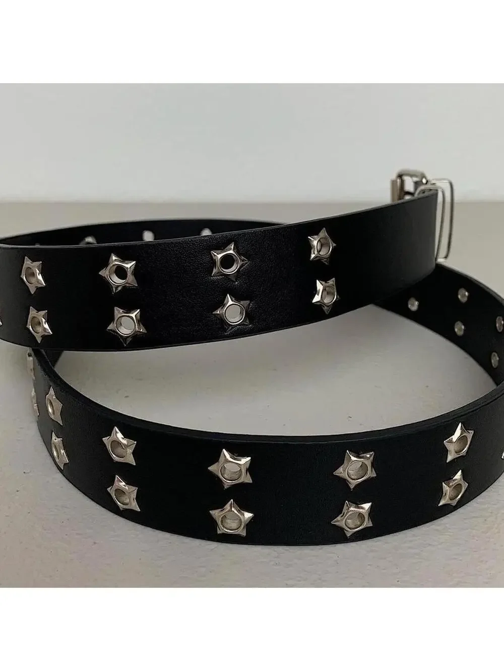 Essential Y2k 2000s style studded punk goth black and silver belt. Great